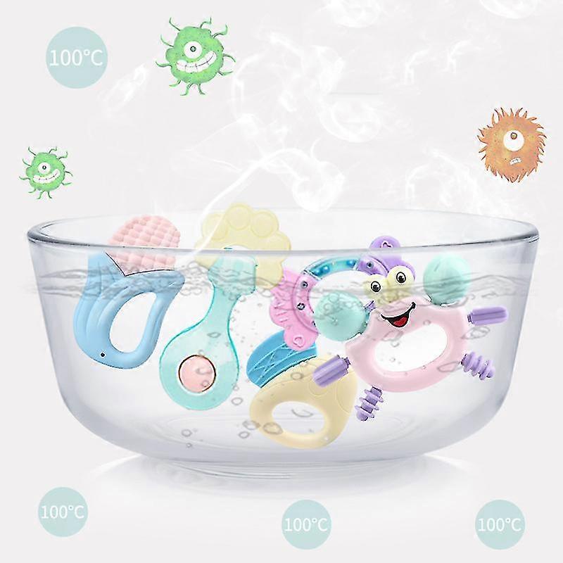 8 Plastic Toys with Rattle & Storage Box for Infants 0-1 Yrs