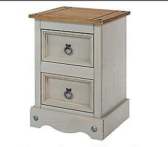 Coson Grey Pine 2 Door Small Bedside Cabinet