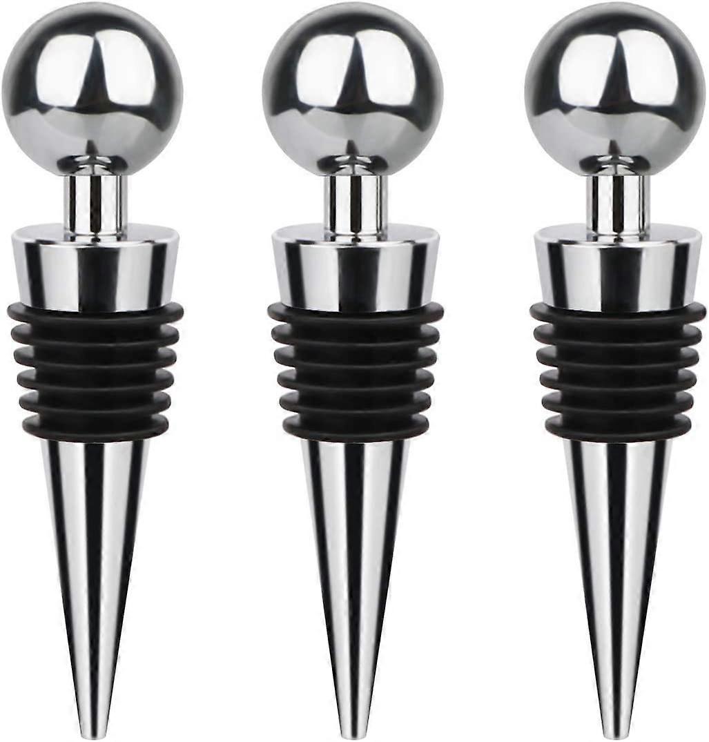 3 Pack Wine Corks,Plastic Wine Corks,Reusable Wine Corks-Silver