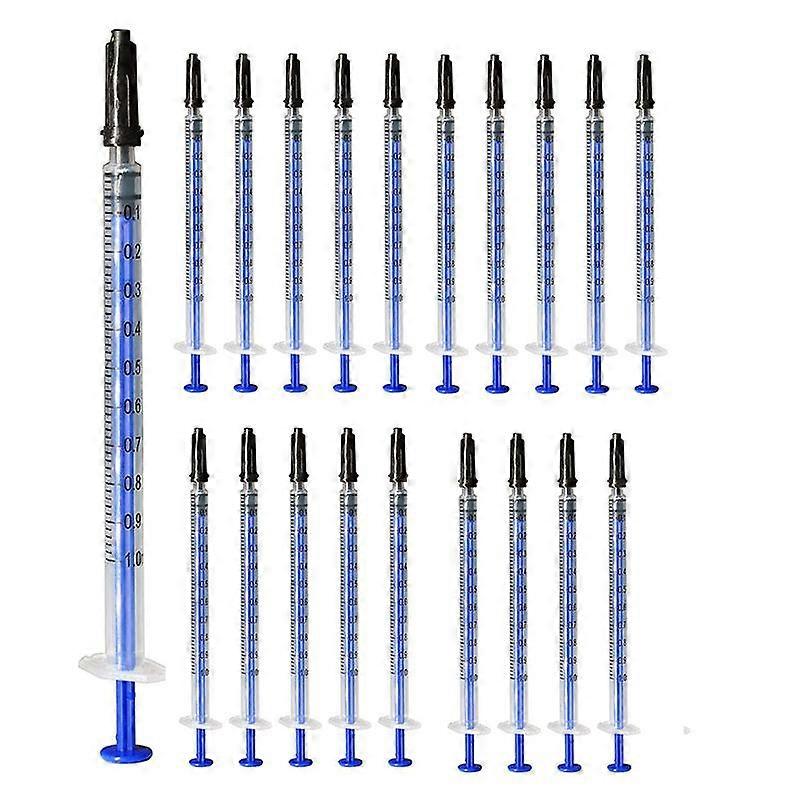 20Pcs 1Cc Syringes+Caps 1Ml Plastic Syringe Individually Sealed Without Needle for Liquid Dog Syrin