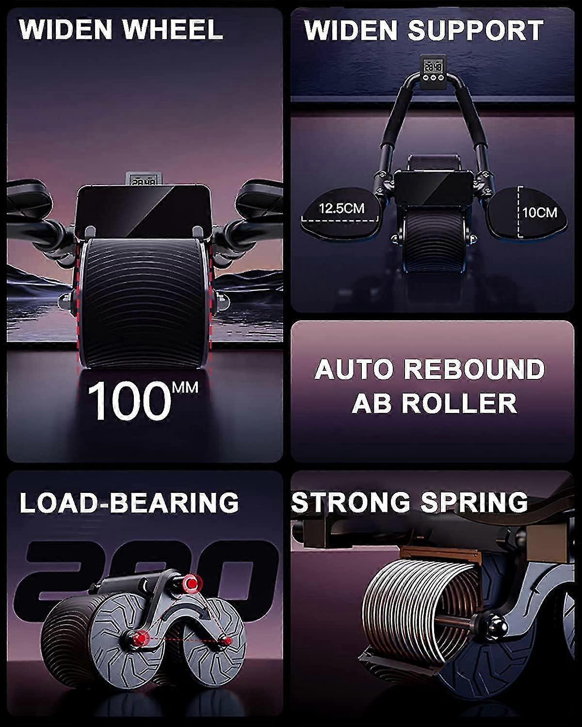 Ab Bauchroller mit Handyhalter und Rückholfeder, Automatisches Rebound Aabdominal Wheel Ab Bauchroller mit Handyhalter und Rückholfeder, Automatisches Rebound Aabdominal Wheel