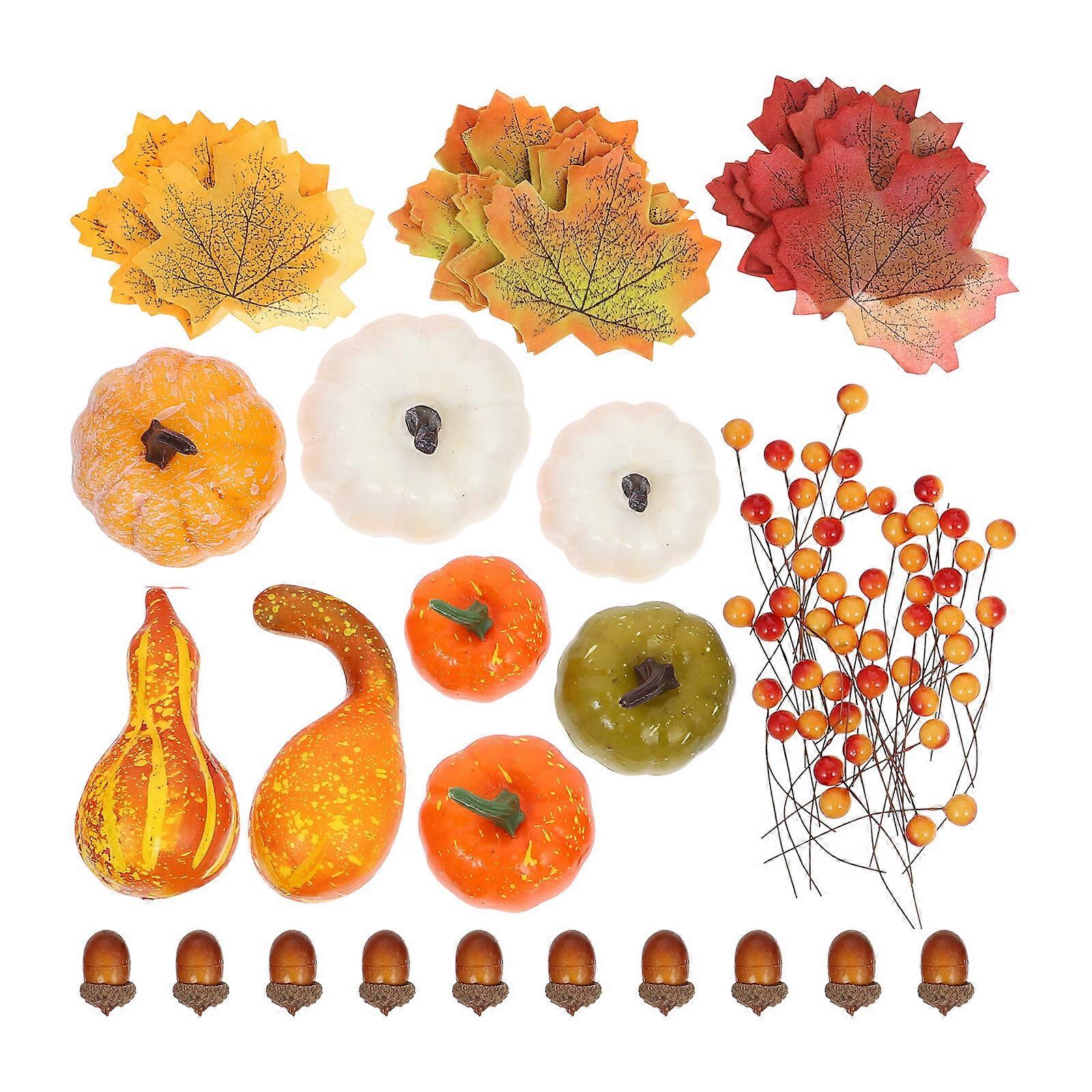 120Pcs Halloween Decorations Simulation Pumpkin Maple Leaf Gourd Models Photo Props