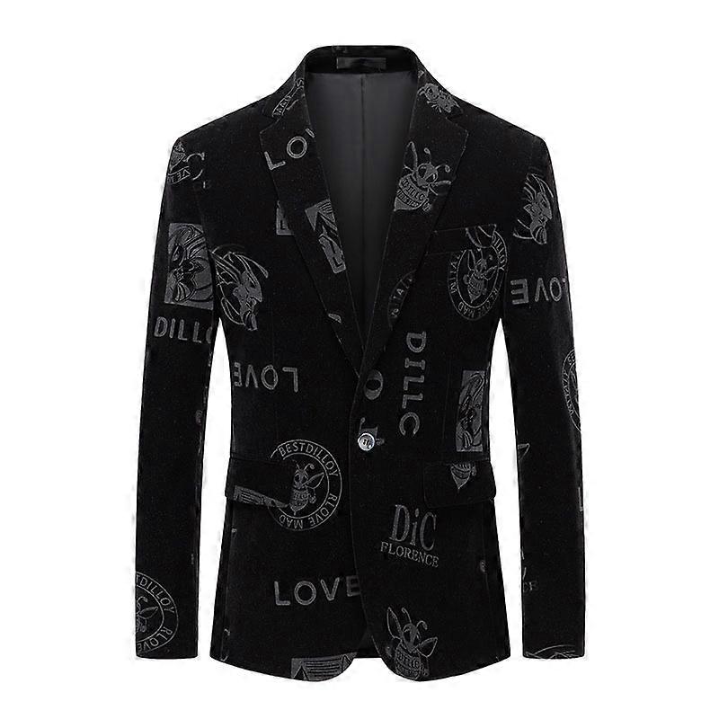 Men's Causal Silver Print Suit with Single Button