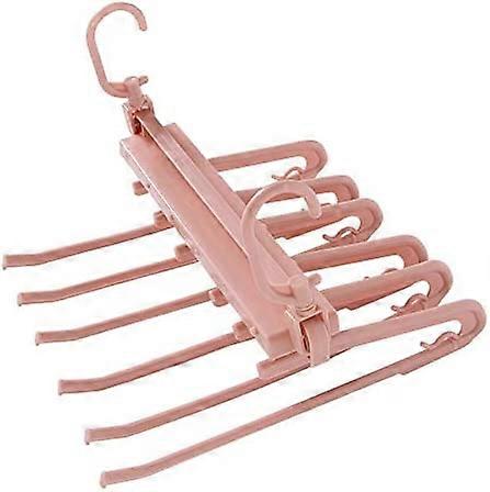 Multifunctional Folding Trouser Rack Telescopic Multi-Layer Trouser Storage Tool 3325.5cm (Pink)
