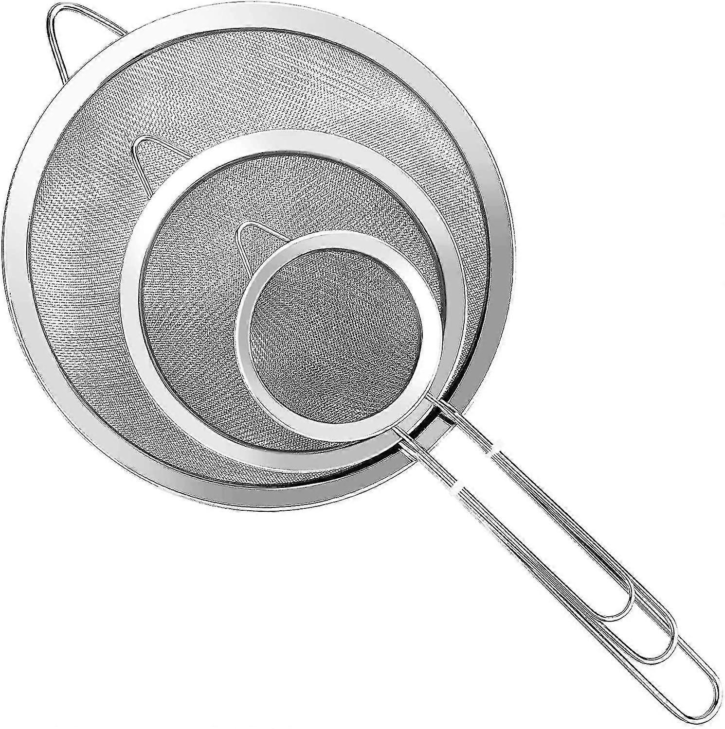 3 Pcs Wire Extra Fine Mesh Strainer With Handle,for Kitchen Food Flour Baking