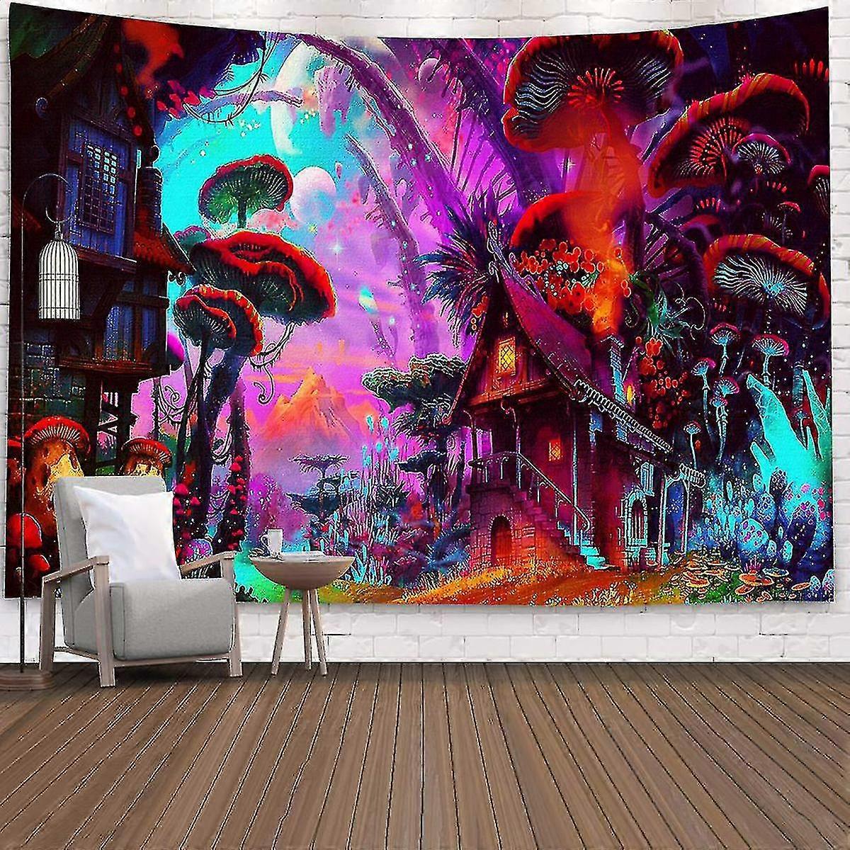Trippy Mushroom Tapestry Psychedelic Wall Hanging Bedspread