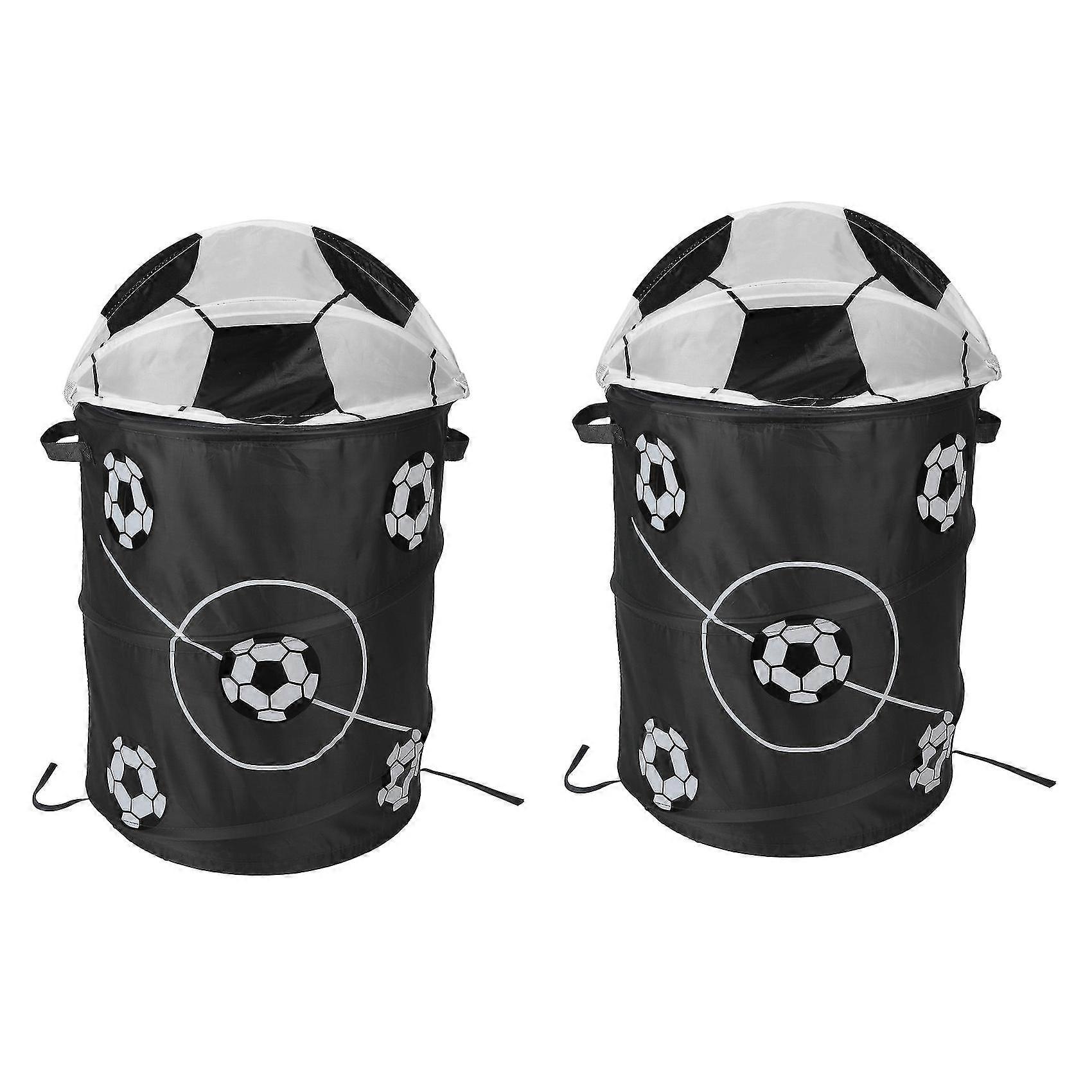 2x Football Modeling Collapsible Laundry Basket Storage Barrels Storage Barrel Polyester Cloth Toy