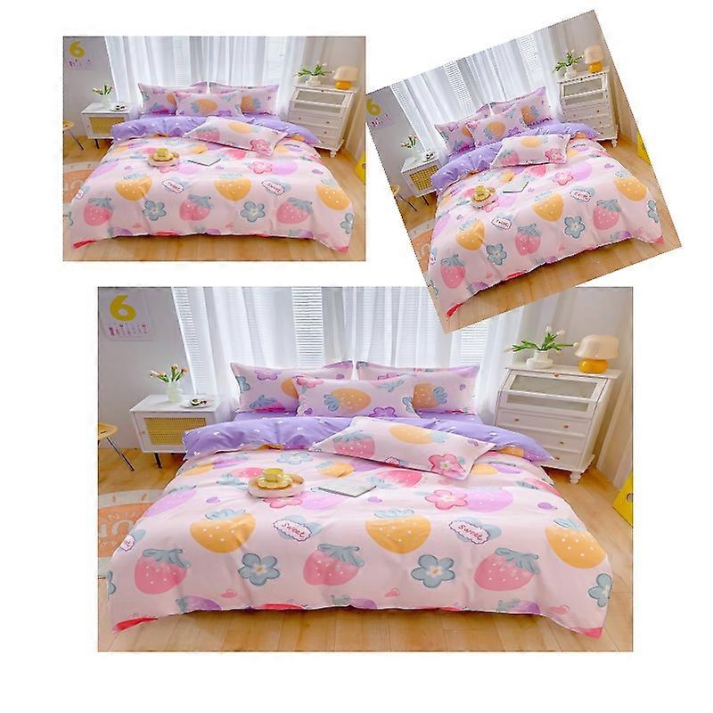 Luxury 4 Piece Set Bedding printed Quilt Cove Fitted Sheet Pillowcase Color AS