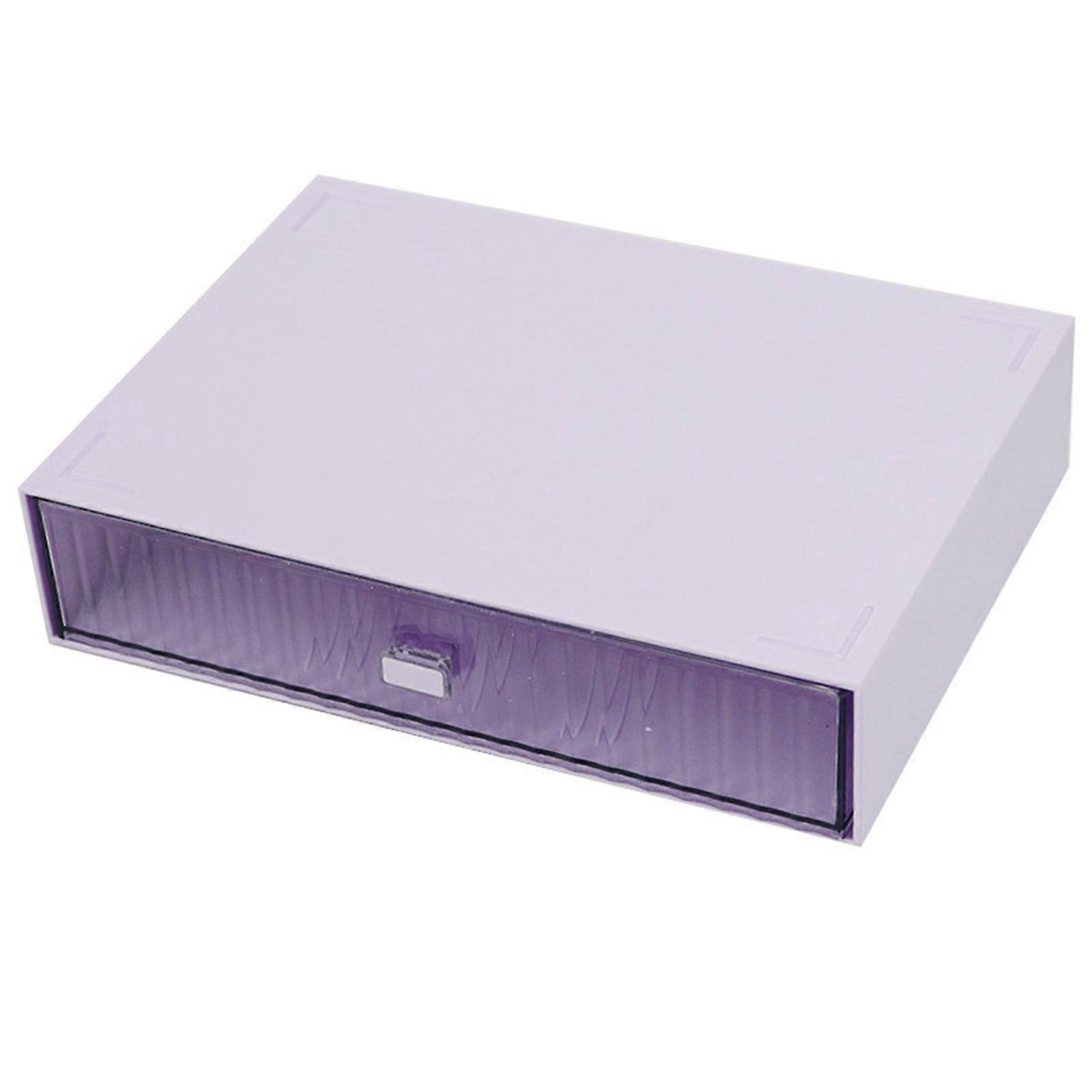 Desktop Drawer Organizer Waterproof Dustproof Plastic DIY Combination Multi Layer Stackable Drawer Storage Case Striped Purple 1 Drawer