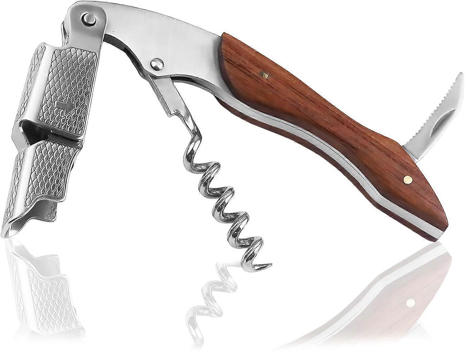 1PCS Wine Opener Professional Corkscrews for Wine Bottles Manual Wine Key for Servers Cap Remover Foil Cutter Bartenders and Home Use Rosewood