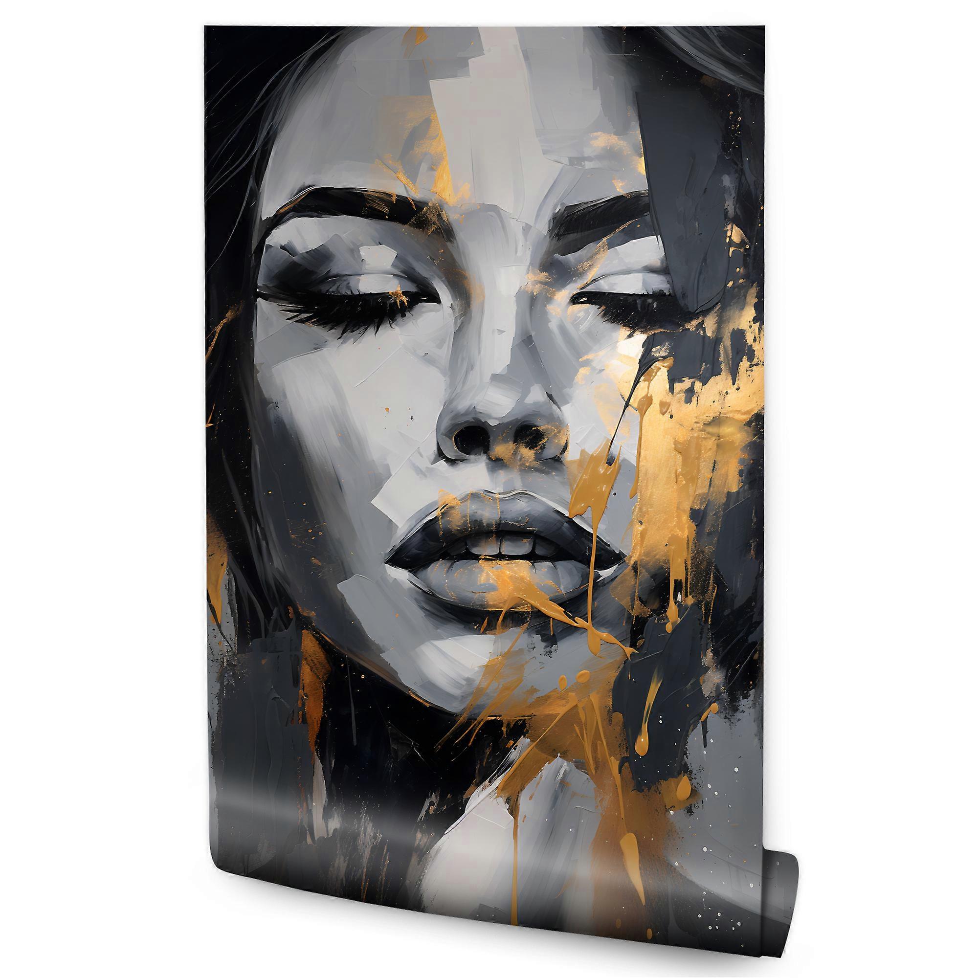 Soggiorno camera da letto murale Ritratto dorato di donna glamour astratto