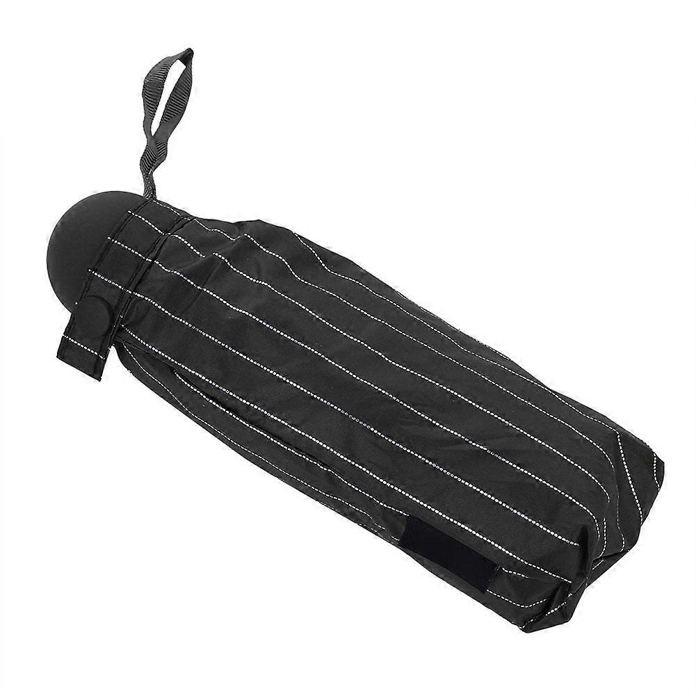 Mini Pocket Foldable Rain Umbrella Sunproof Anti UV Lightweight Stripe Umbrella(Black)