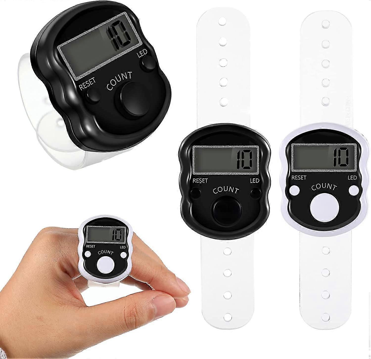 2pcs Manual Electronic Rosary Counter Led Automatic Knitting Row Count 5 Digit Resettable
