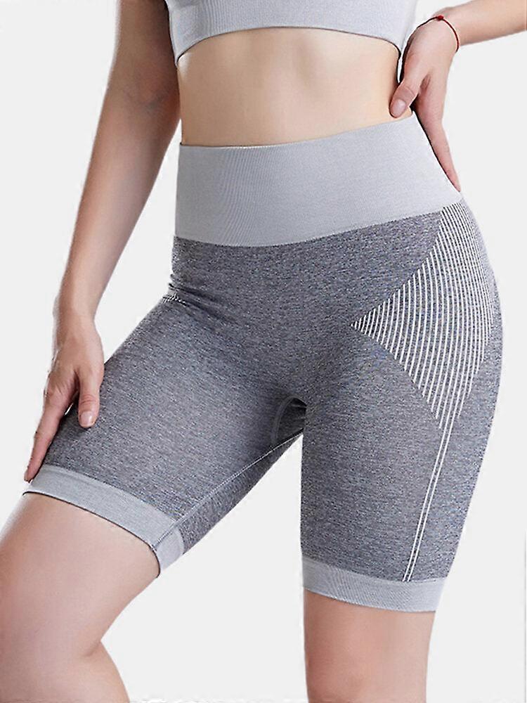 Women Sport Solid Color Dry Quick Banded High Waist Biker Shorts