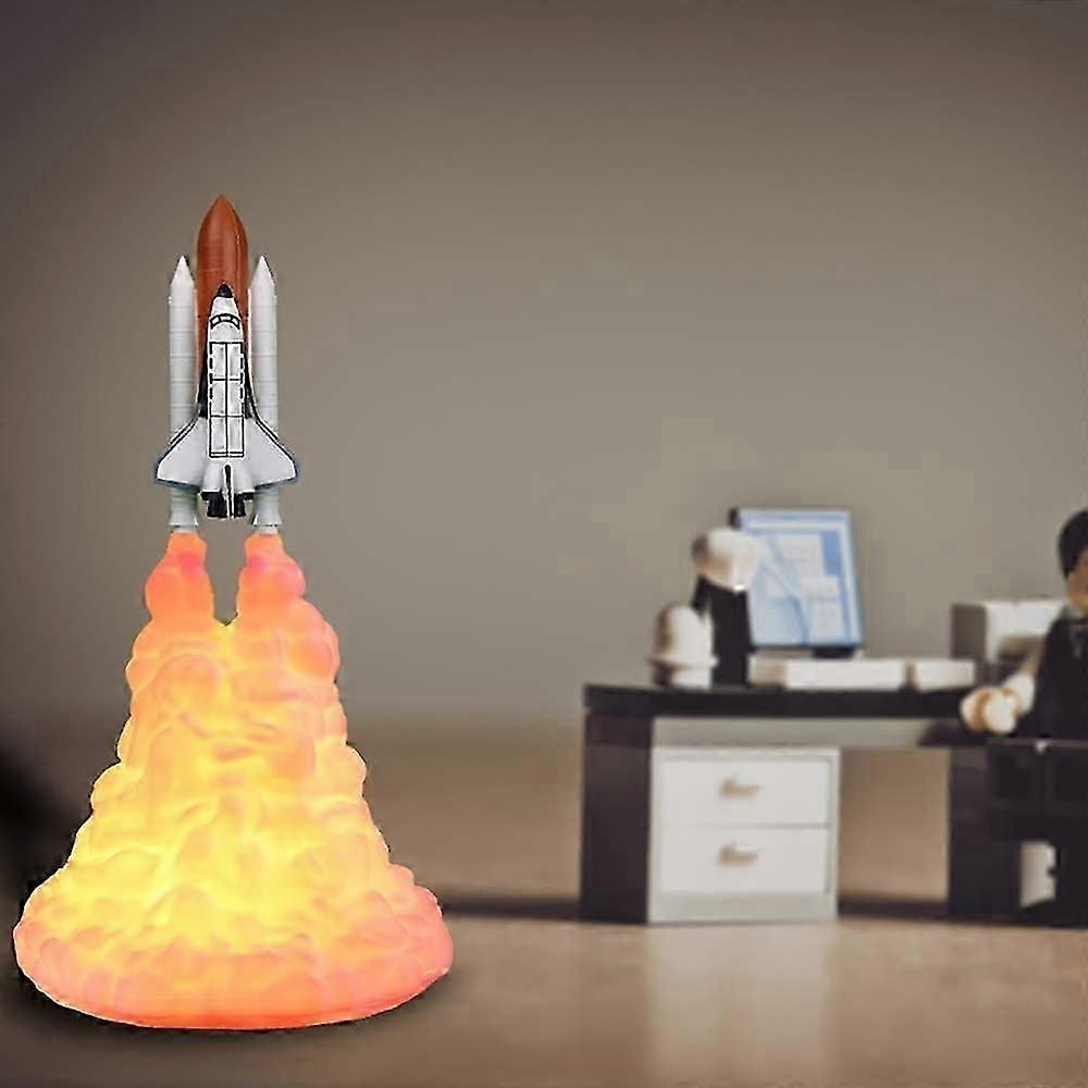 3D Decoration Night Light, 3D Printing Rocket Lamp Space Shuttle Lamp USB Rechargeable Gift For Chri