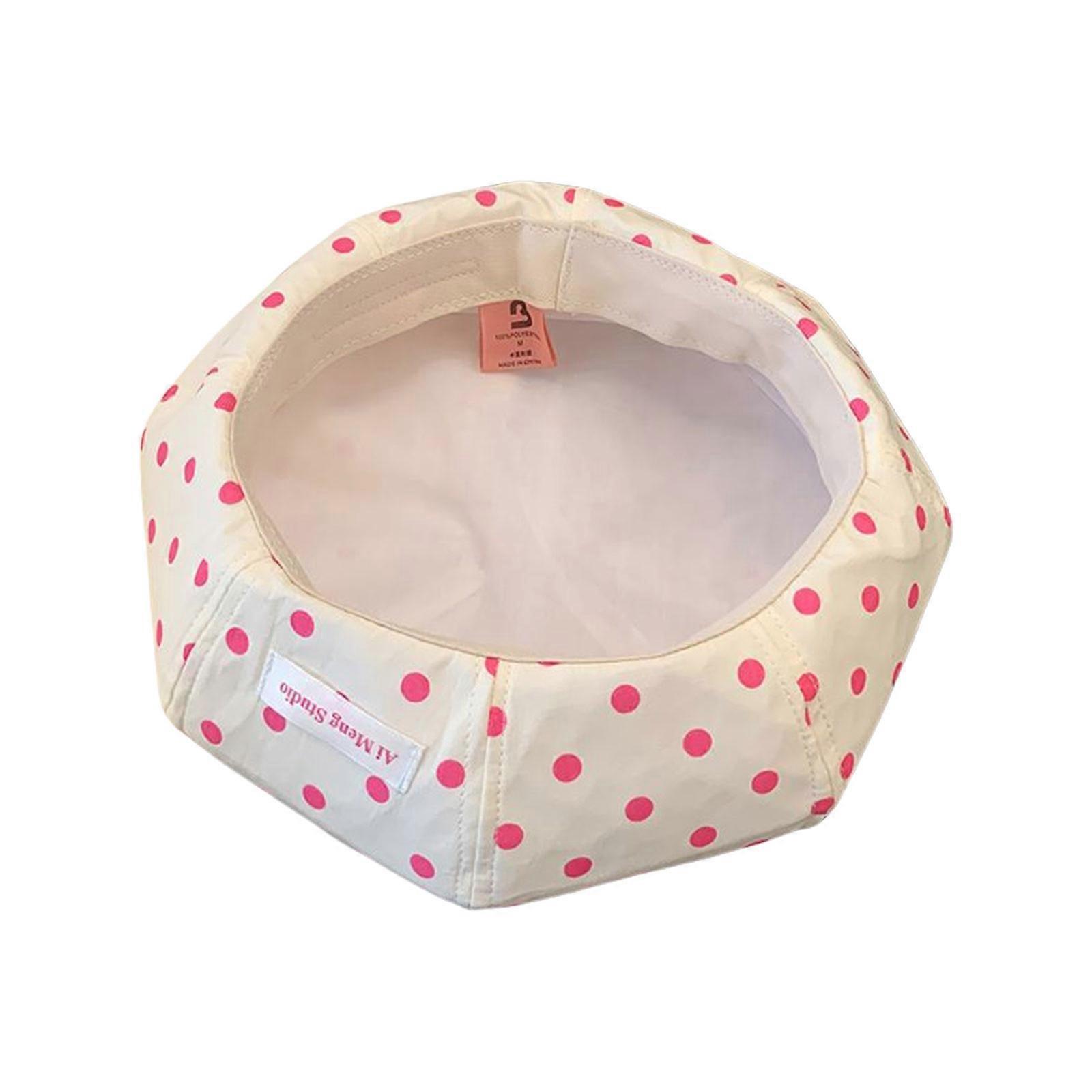 Hiphop Beret Hat Comfortable Durability Hat Adjustable Party Beret Versatiles for Casual Outings Parties and Dates Off white red dot
