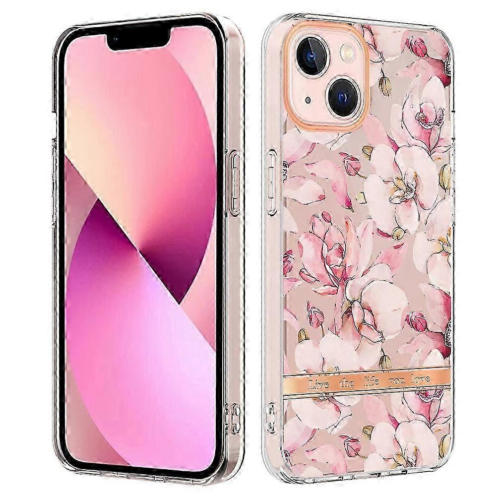 Compatible with iPhone 13 Case Flower Design TPU Soft Shockproof Protective Floral Back Cover