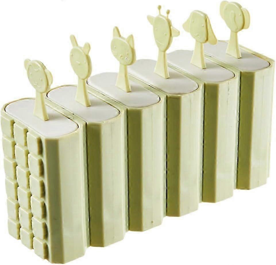 6 Cell Ice Lolly Moulds,Healthy Refreshing Fruit Treat Maker with Sticks,Removable Duilding Blocks DIY Ideas Ice Pop Moulds
