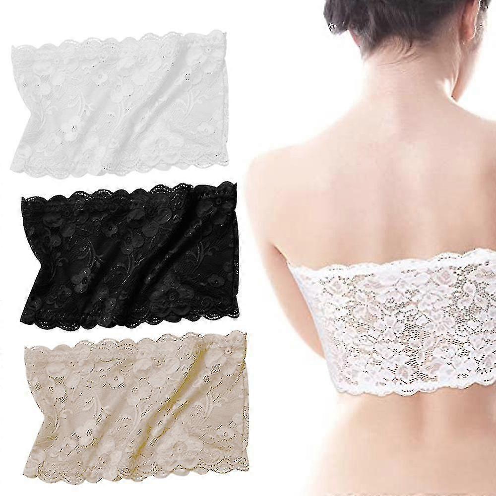 Balení 3 dámských podprsenek s květinovým krajkovým topem, bezešvé, elastické, bandeau