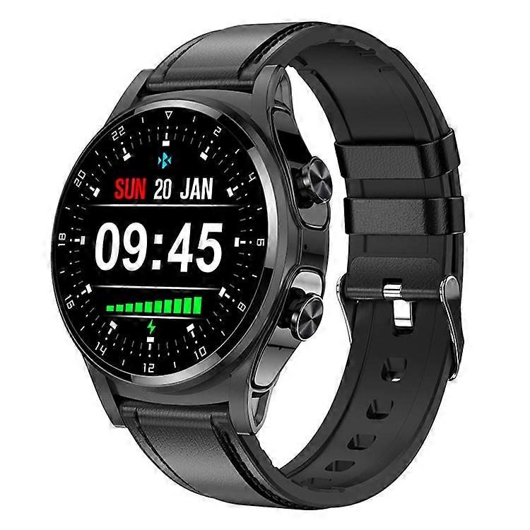 GT66 2-in-1 Leather Strap Smart Watch with TWS Bluetooth Headset Fitness Tracker Earbuds Combo