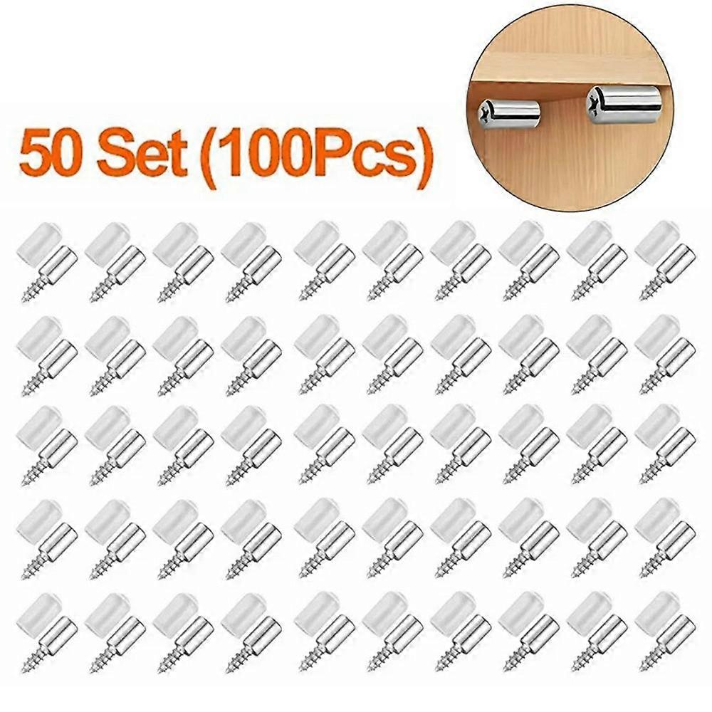 AS 50 Sets Self Tapping Screws Furniture Mounting Pins with White Plastic Sleeves for Cabinet Wardro