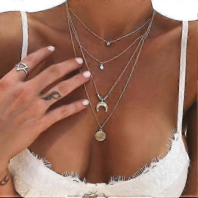 Sun and Moon Collier Superposé Pendentif Pour Femmes et Filles