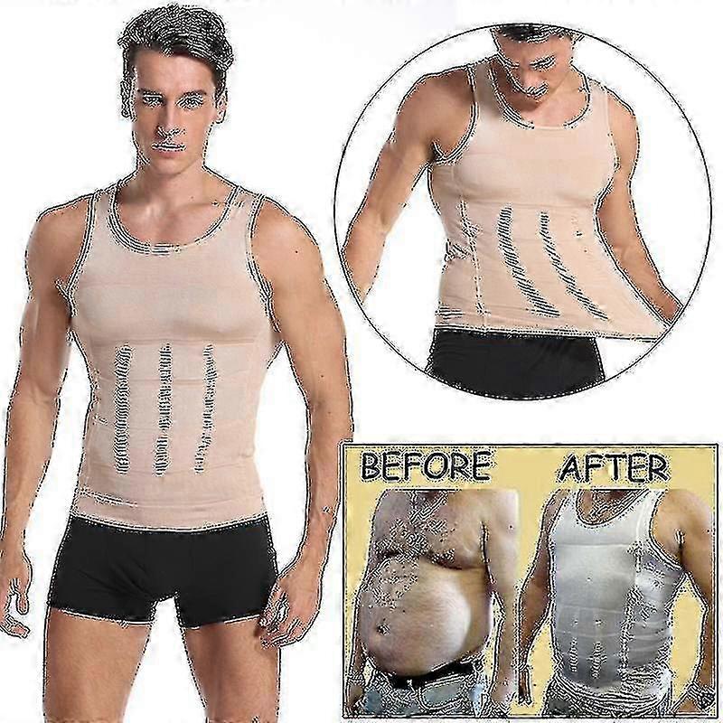 for Ming Men's Compression Undershirt - Gynecomastia, Waist & Belly Control, Posture Support