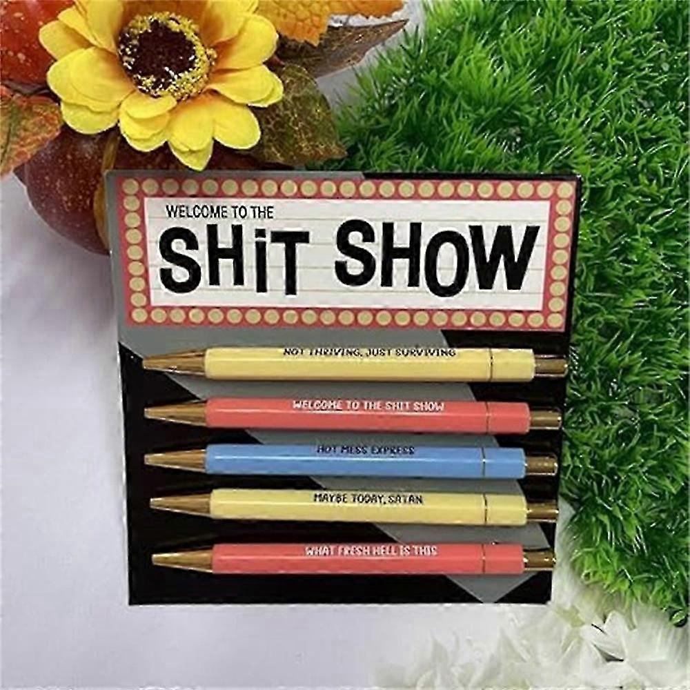 Välkommen till Sh*t Show-pennsetet (roligt), 5 delar Sh*t-gåvapennor