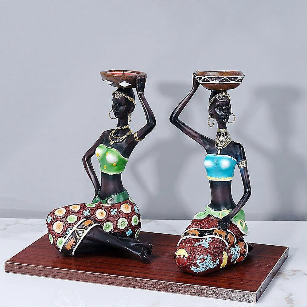 A Pair Of Beautiful African Women Style Candle Holder