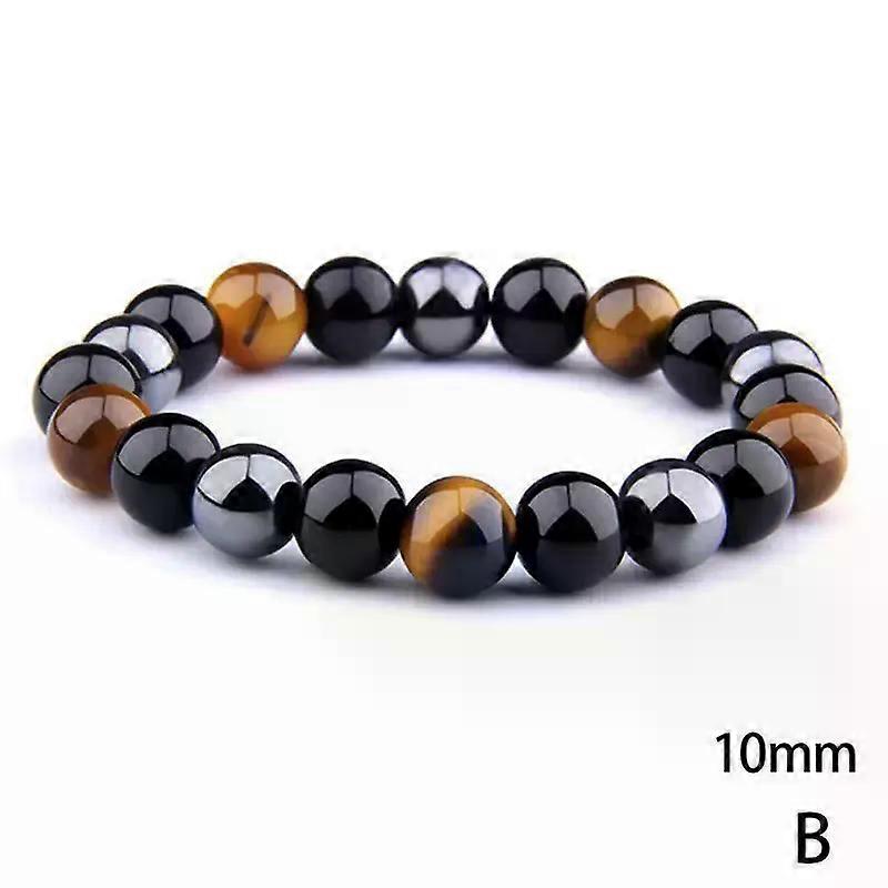 黒曜石タイガーアイストーンブレスレットユニセックス10mmナチュラルラウンドジェムストーンビーズビーズセラピューティッククリスタルブレスレット平和を祝福し、幸運をもたらします