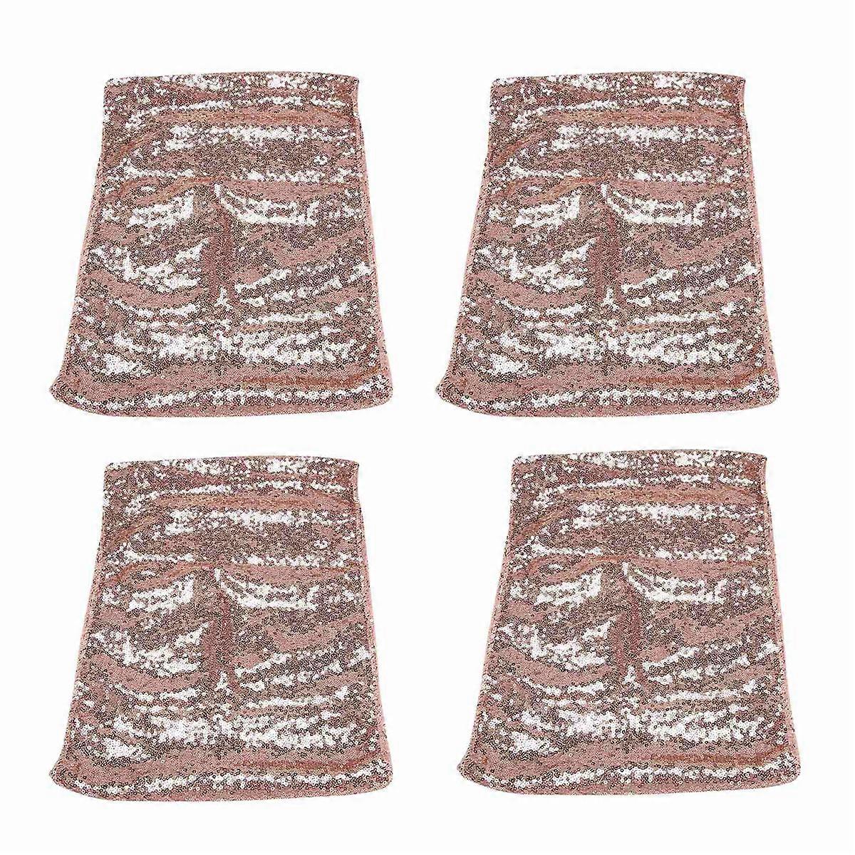 4X Rectangle Sequin Tablecloth Banquet Table Runner Wedding Reception Decor, Rose Gold