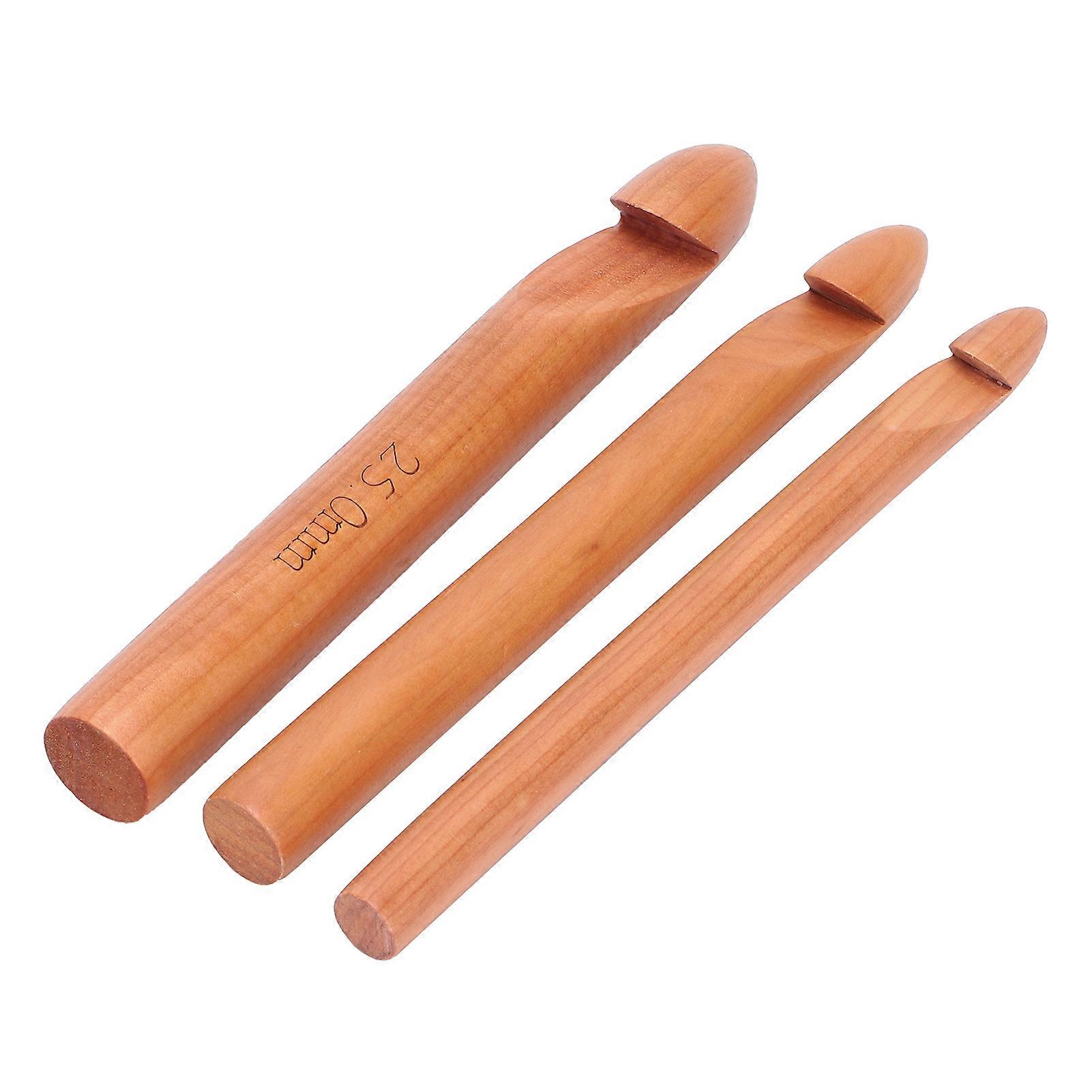 Carbonized Bamboo Crochet Hooks Set 15-25mm, 20cm Handcrafted