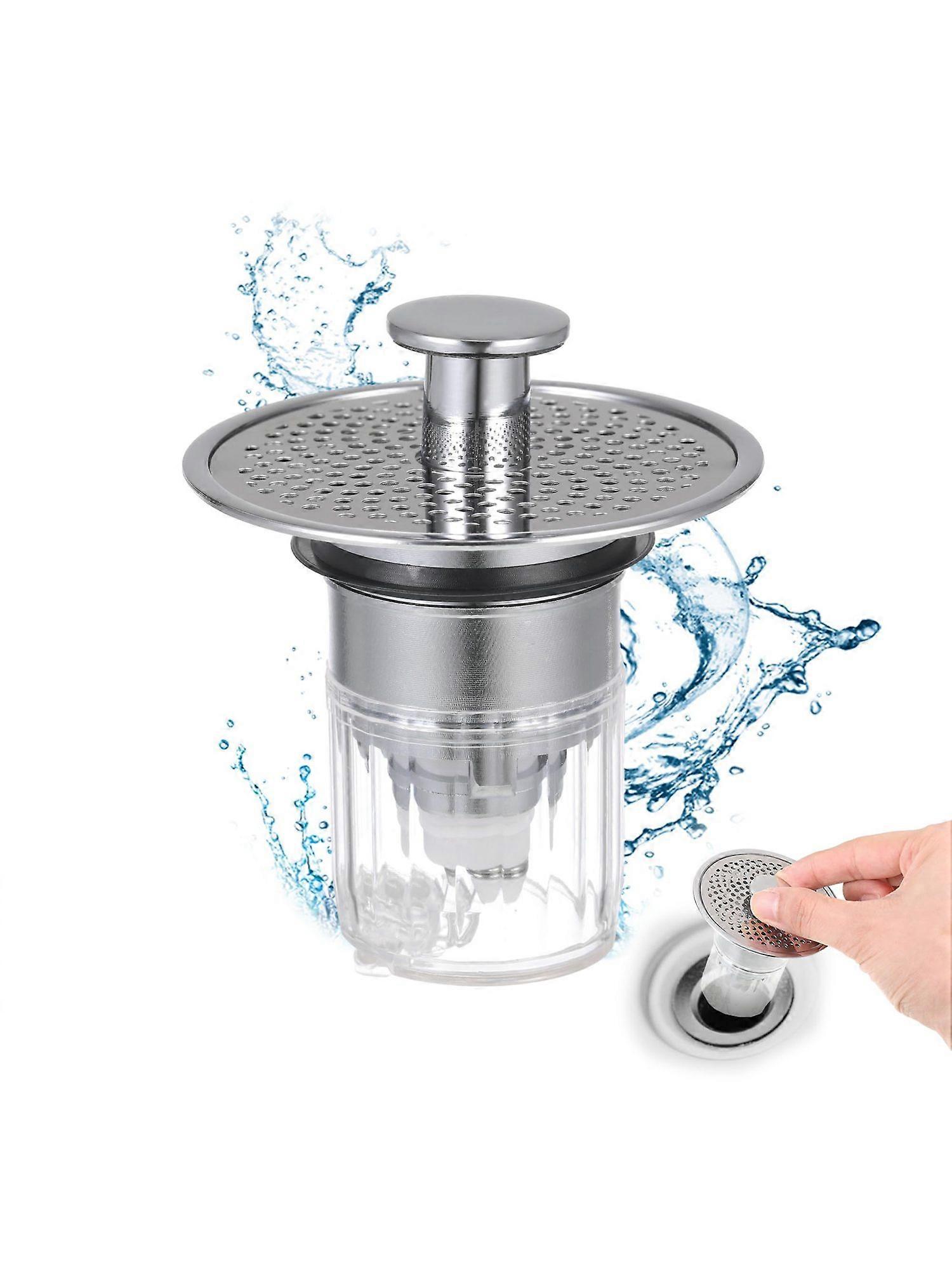 Sink stopper Drain filter Anti-clogging filter Push-button design Odor barrier Kitchen sink strainer
