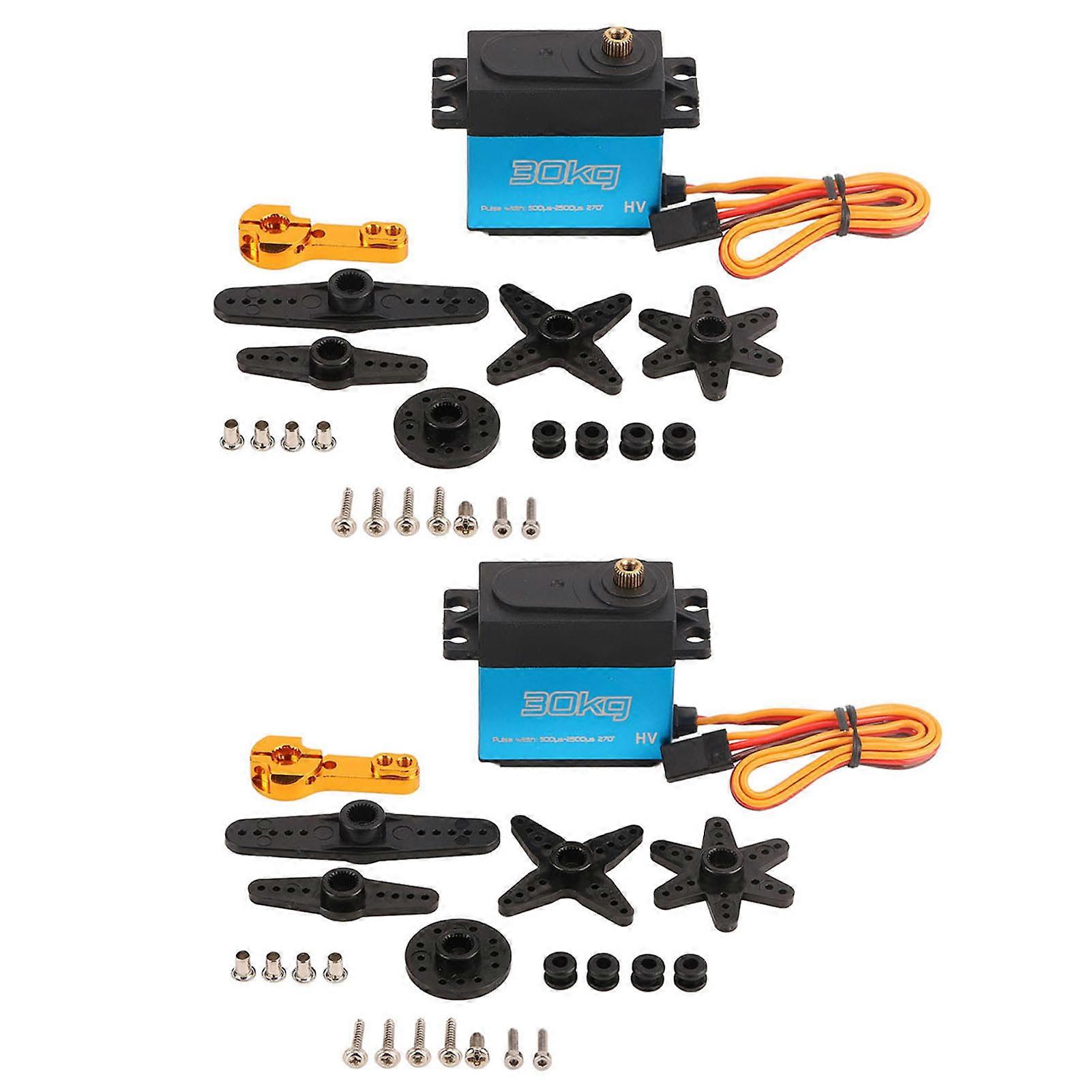 Qukaim RC Steering Servo 30KG Steering Gear Aluminum Alloy Servo, 2 Sets Waterproof RC Digital Servo with 25T Metal Servo Arm for 1/8 1/10 1/12 Scale