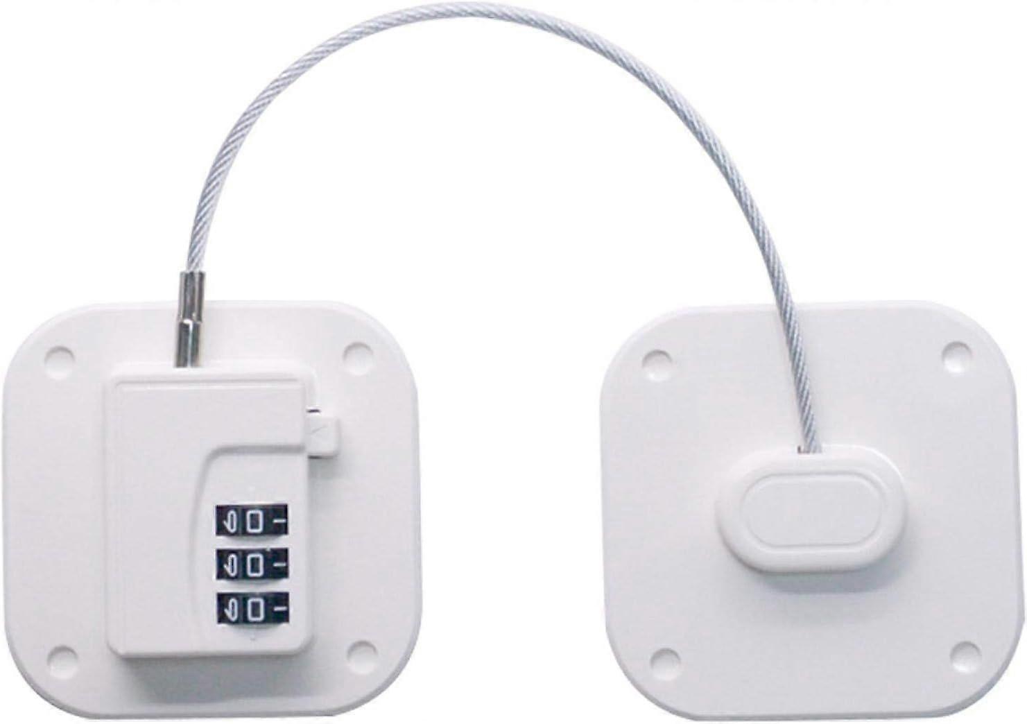 Lock for Refrigerator Door, Keyless Refrigerator Lock Security Refrigerator Lock Adhesive Freezer Cabinet Lock (White) |JUNJUN