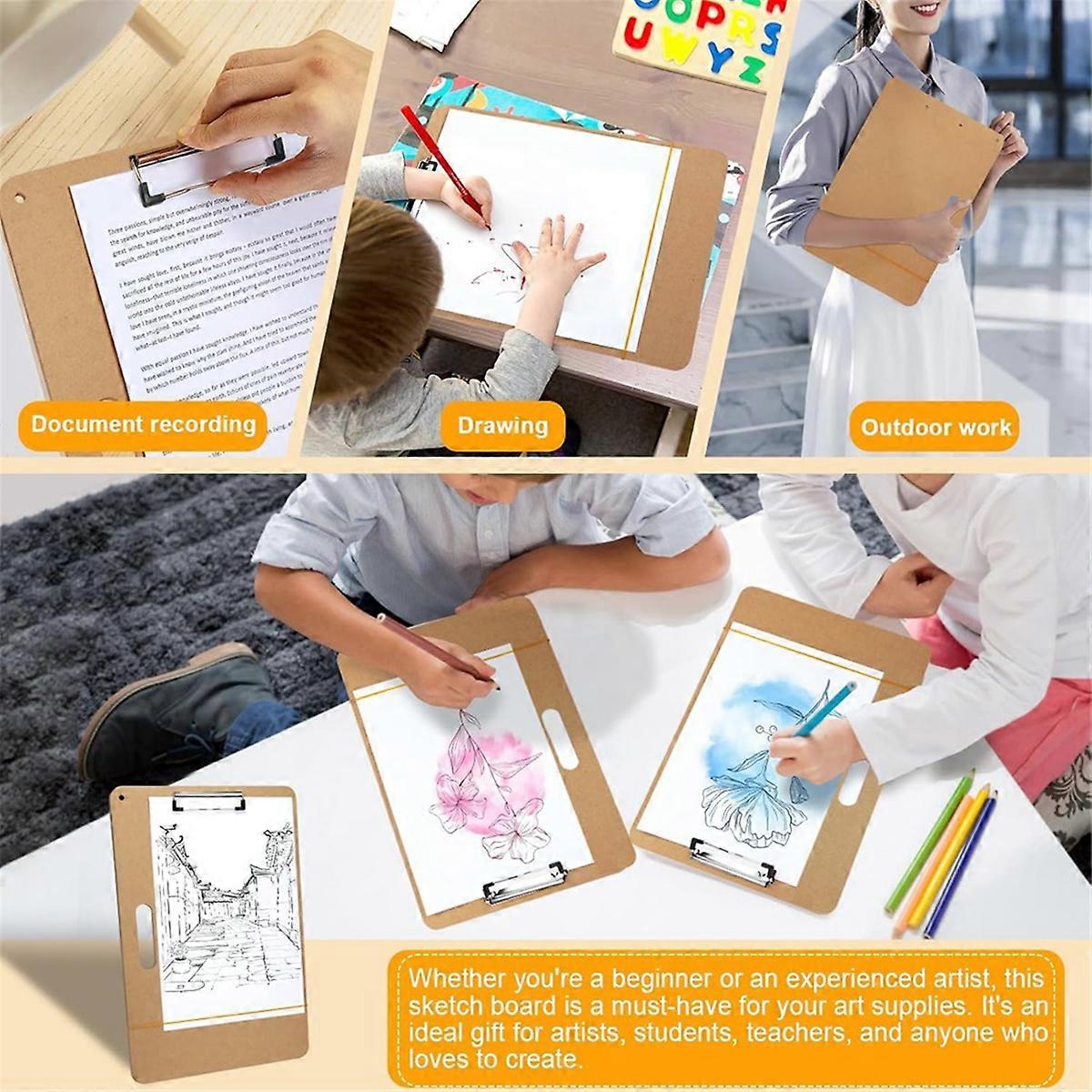 Prancheta de desenho A3, prancheta de arte portátil de 46x36 cm com clipe resistente
