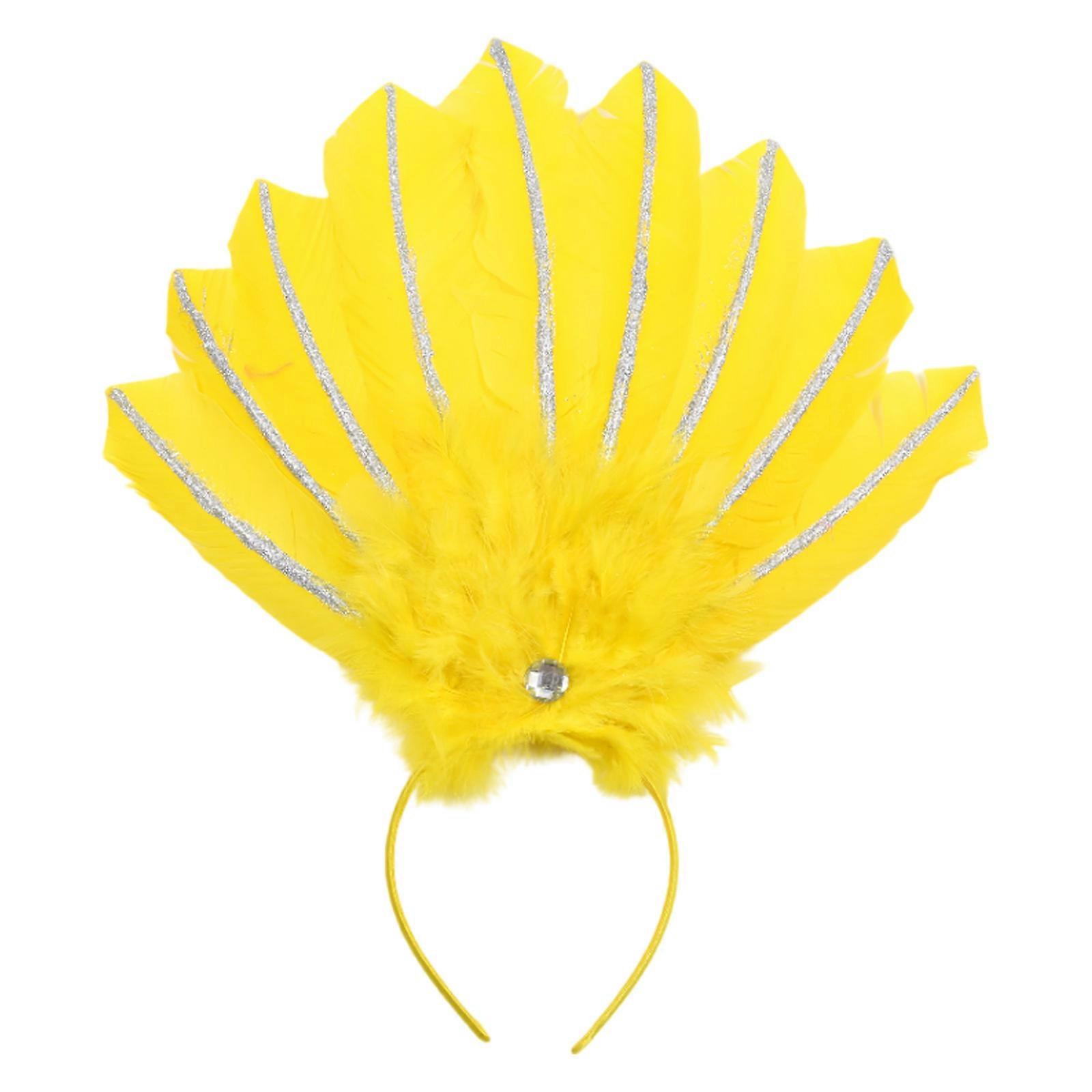 MardiGras Hint Renkli Tüy Başbandı Kostüm Aksesuarı Saç Bandı Karnaval Kutlama Başlık FatTuesday Başlık Sarı