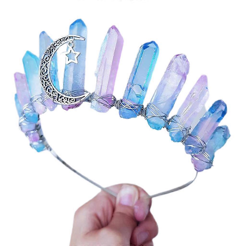 Quartz Headband Natural for Raw Crystal for Head Loop Comb Natural for Raw Matter Rainbow Stone Crown Boho-style for Rhi  Headband