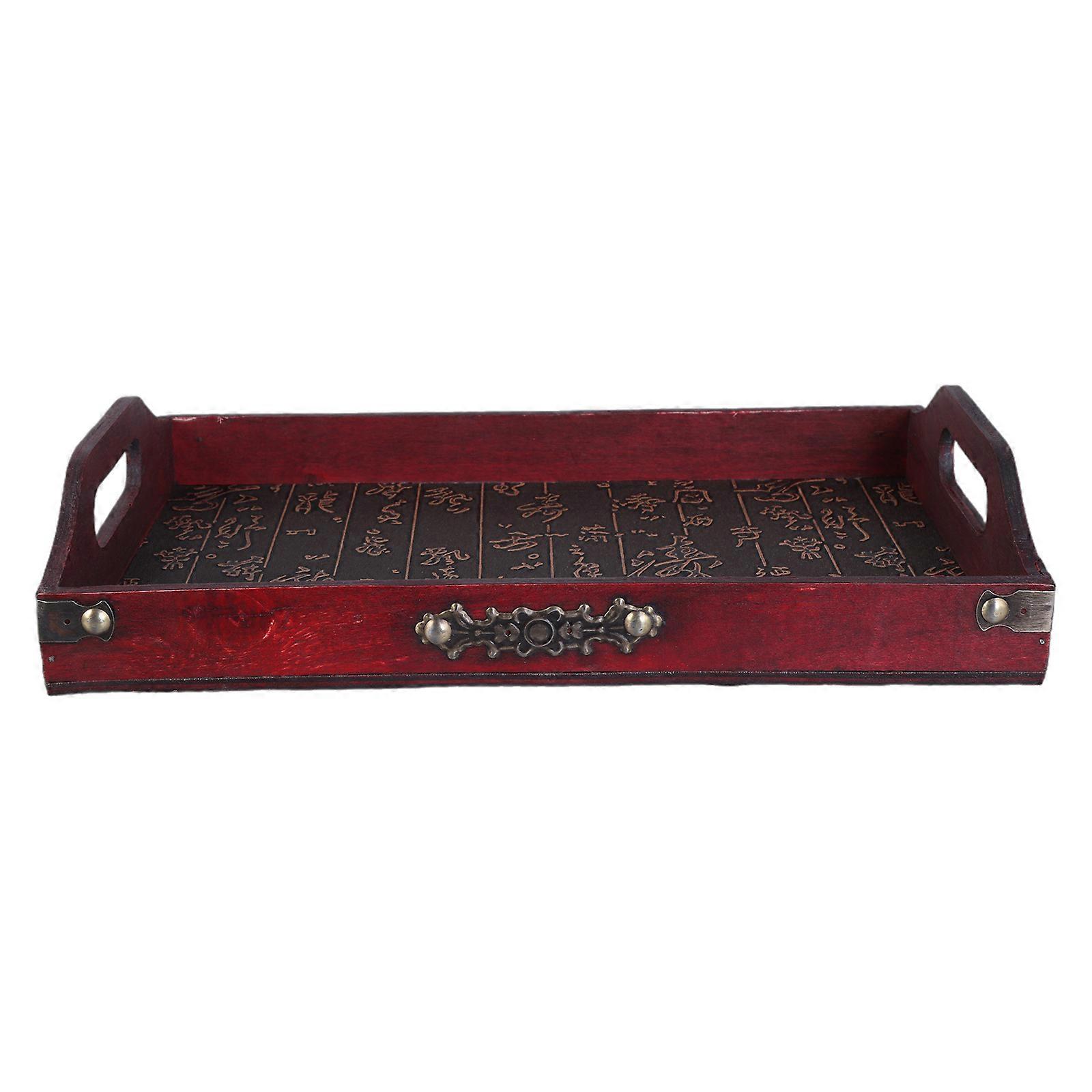 Rectangular Wooden Teas Tray with Carving Deisgn For Chinese Teas Cups And Food Display Home Decors Table Accessory