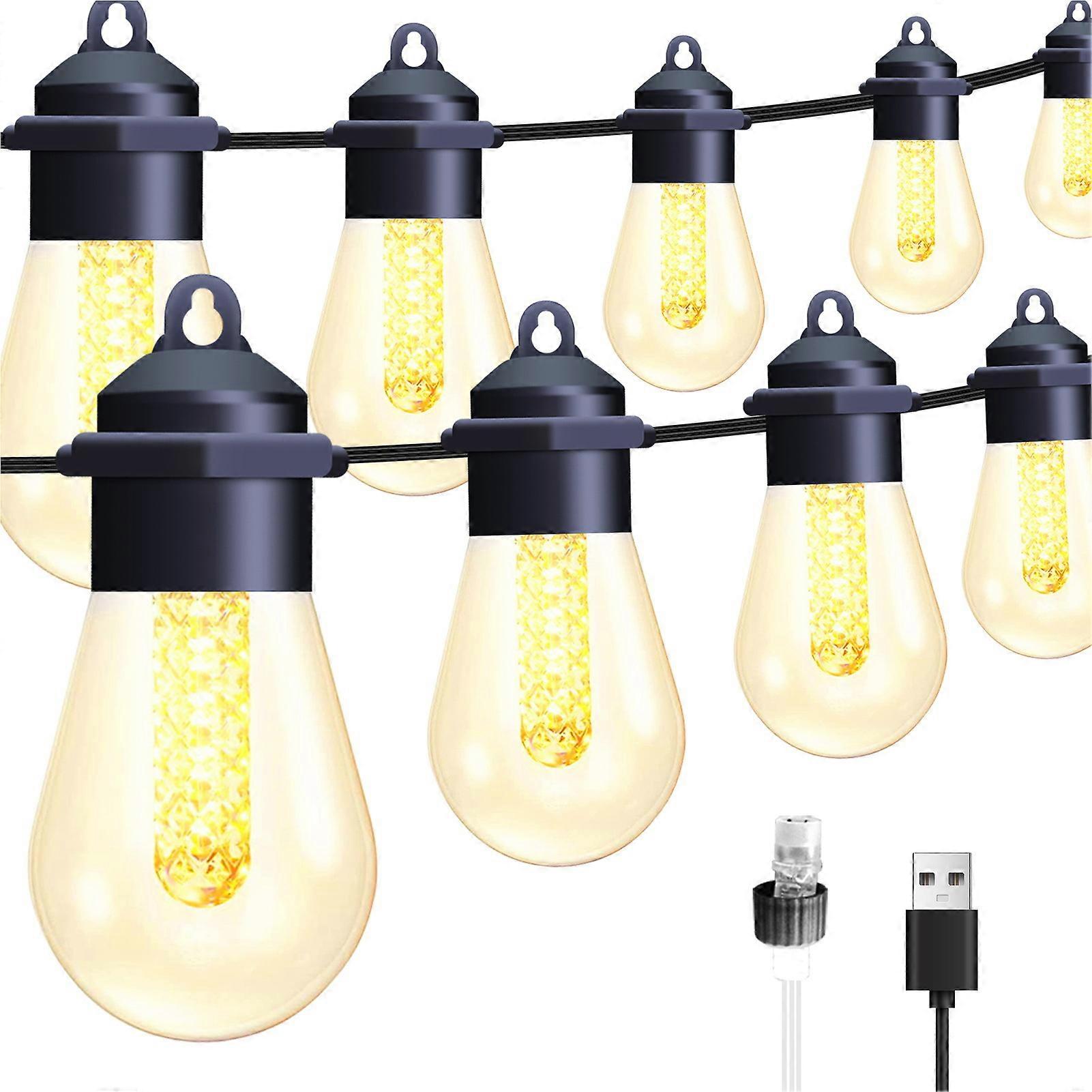 USB LED Șir de lumini în aer liber 49ft 20 Becuri Glob șir de lumini Lumini de terasă impermeabile pentru ziua de naștere Nuntă Absolvire Aniversare Petrecere Dining Deco