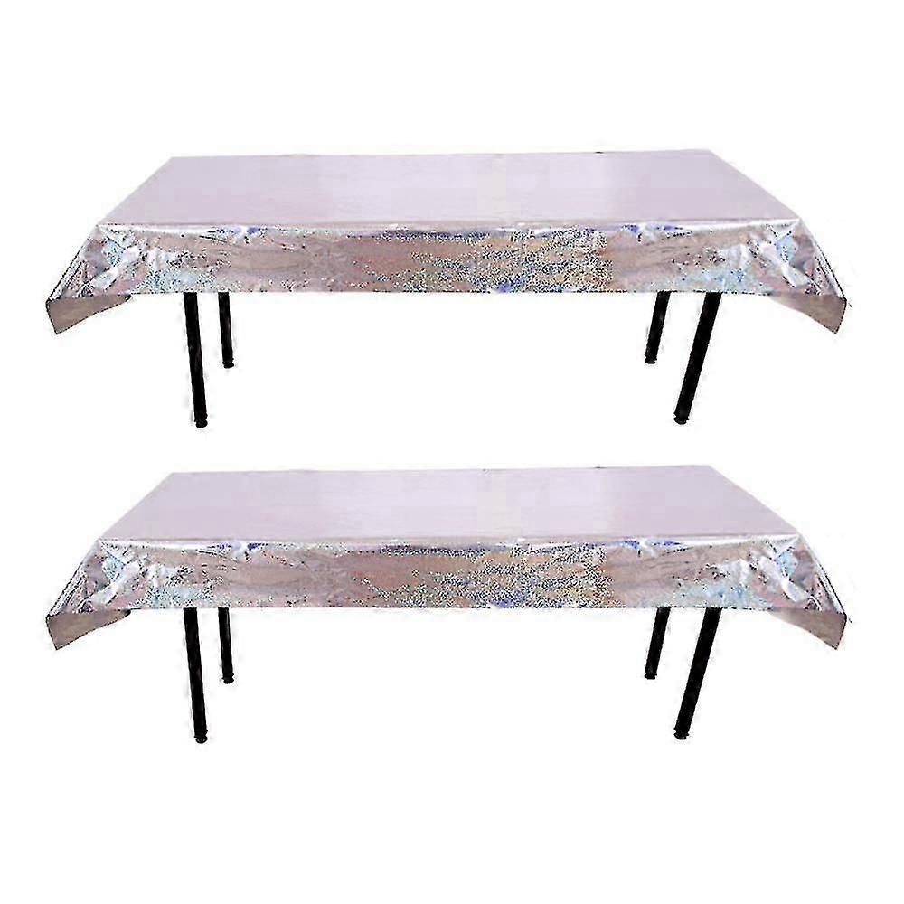 2 Pack Foil Tablecloth Shiny Party Table Covers for Party