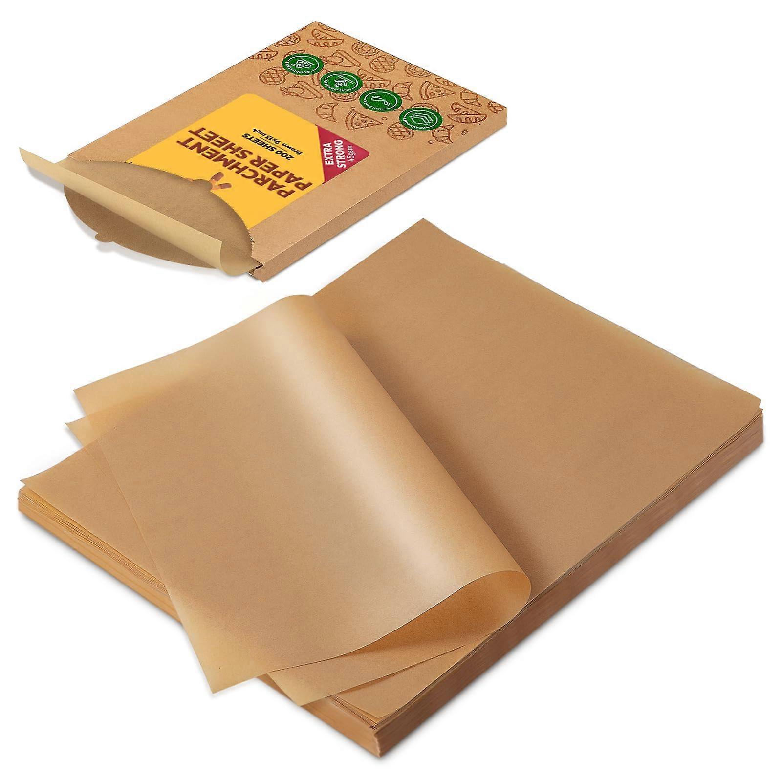 200 Pcs Unbleached Parchment Paper Sheets for Baking Cookies 9x13 Inch