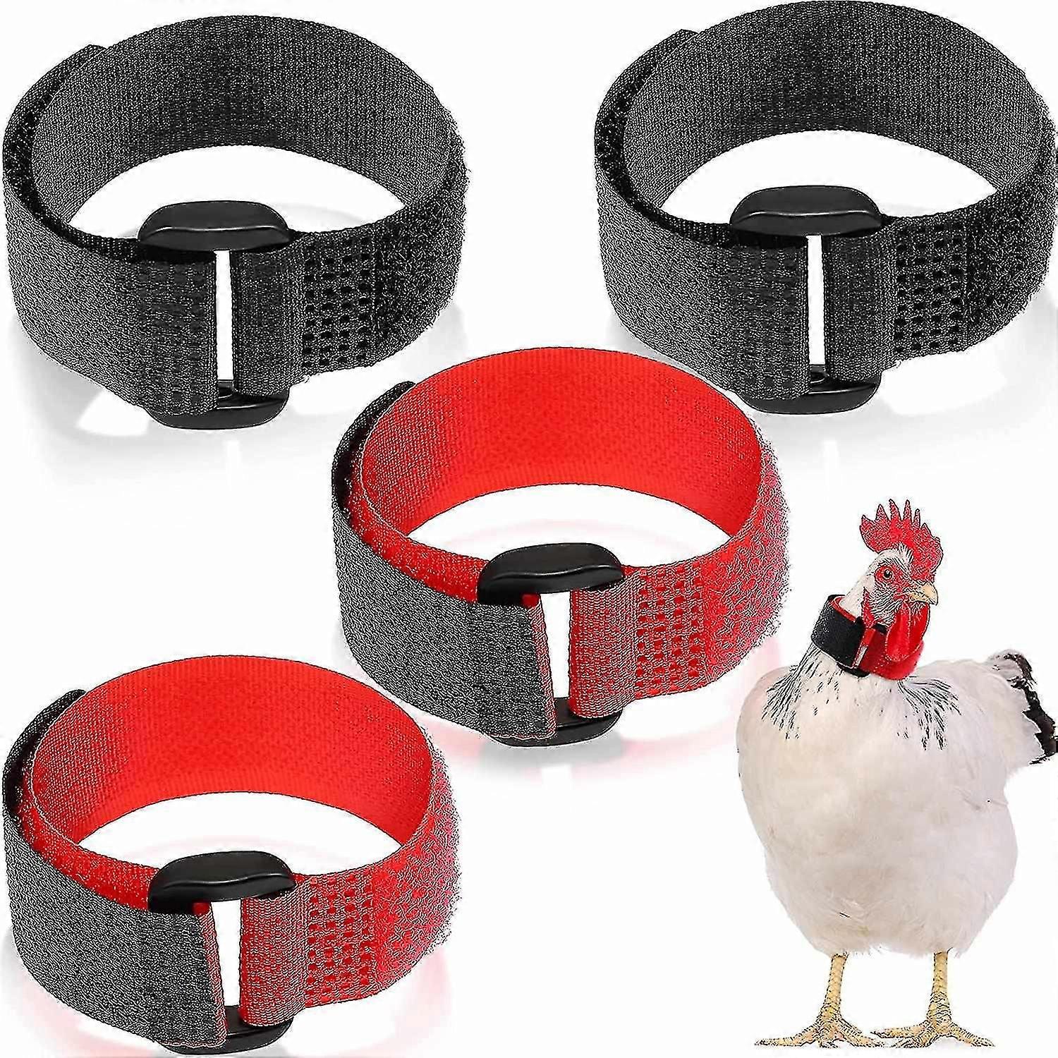 4Pcs No Crow Rooster Collar Adjustable Nylon