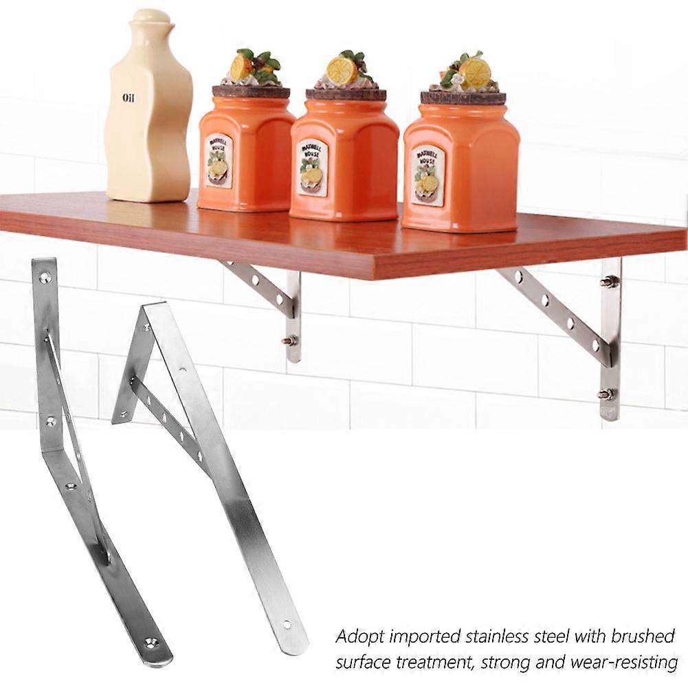 2Pcs 14" Stainless Steel Triangle Bracket Wall Mounted Shelf Support