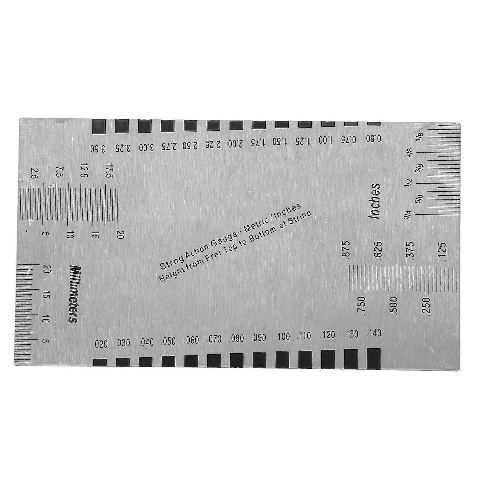 String Action Ruler Stainless Steel Clear Scale Multifunctional Guitar Set Up Gauge for Maintenance 