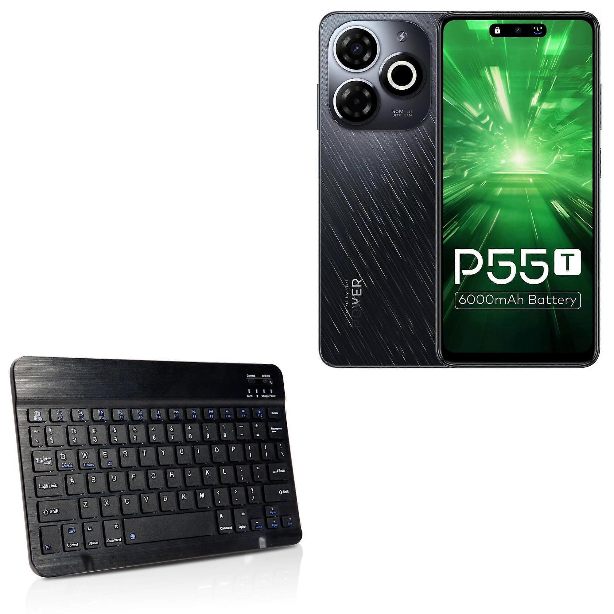 Keyboard Compatible with itel P55T - SlimKeys Bluetooth Keyboard, Thin with Chiclet-Style Keys - Jet Black