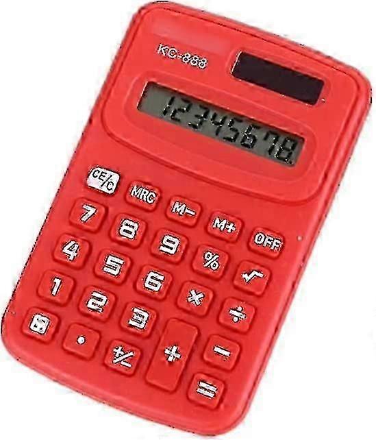 Mini Pocket Calculator, 8 Digit Dual Power Solar Battery Basic Calculator Desktop Calculator For Kids Adult School Home Office (red) (1pc Tw
