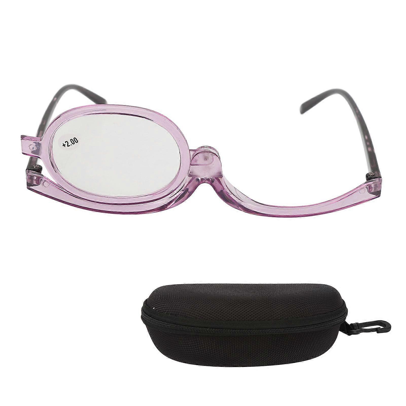 Flip-Down Makeup Glasses with Rotating Magnification Lens