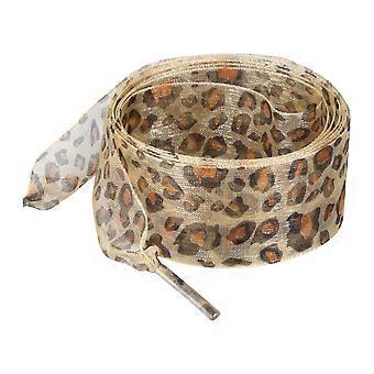 1 Par de Cadarços de Gaze de Seda com Estampa de Leopardo para Mulheres Sapatos Casuais Tênis 2,5 CM de Largura Cadarços Planos Substituição Amarelo leopardo patte