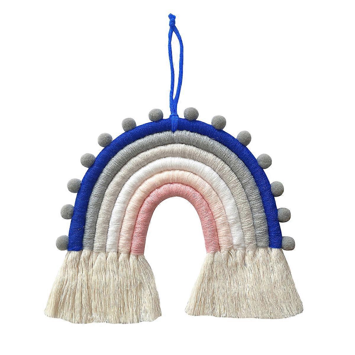 Macrame Rainbow Wall Hanging Decor Pom Pom Garland Rainbow Decor